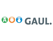 GAUL-Logo mit drei bunten Symbolen: Grün, Orange, Blau.