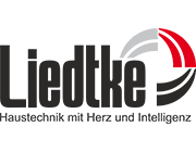 Liedtke-Logo mit Slogan, modern, schwarz-rot, stilisierte Formen, wirkt technologisch fortschrittlich.